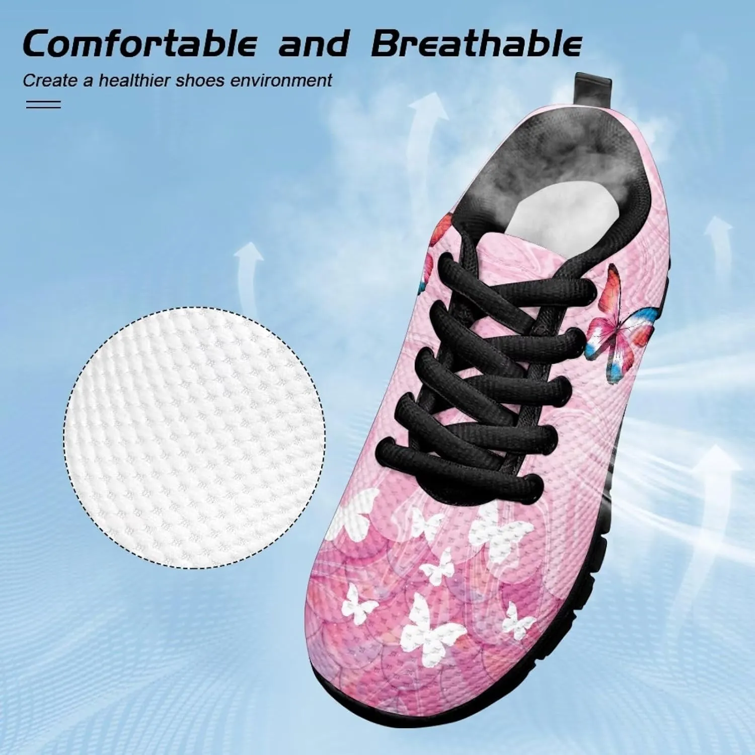 Girls Running Shoes Lightweight Athletic Sports Shoes Kids Non-Slip Lace-up Sneakers Breathable for Tennis Walking
