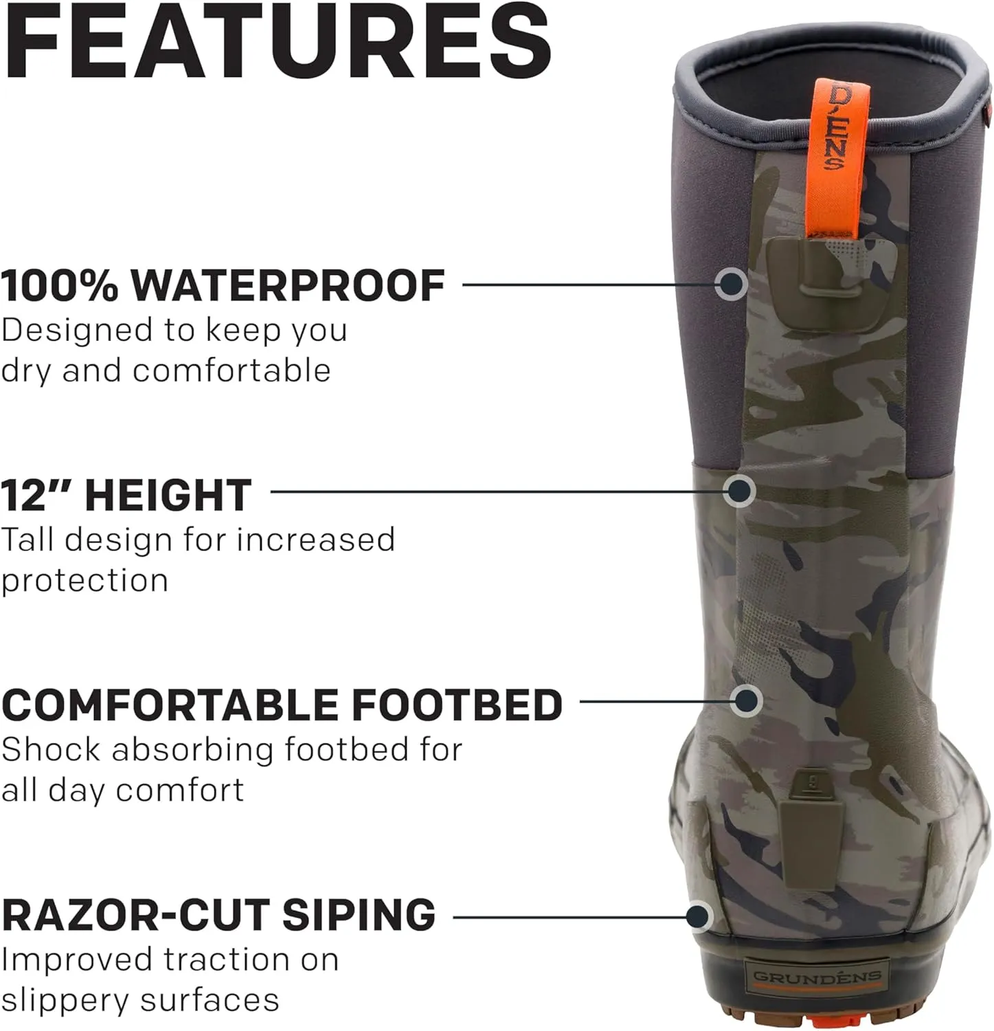 Grundns Mens 12 Deck Boot | Durable, Waterproof
