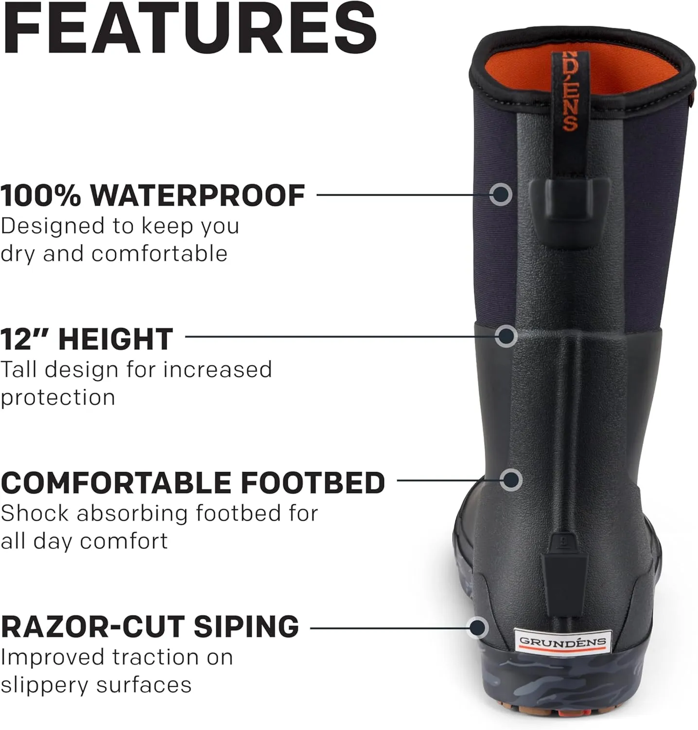 Grundns Mens 12 Deck Boot | Durable, Waterproof