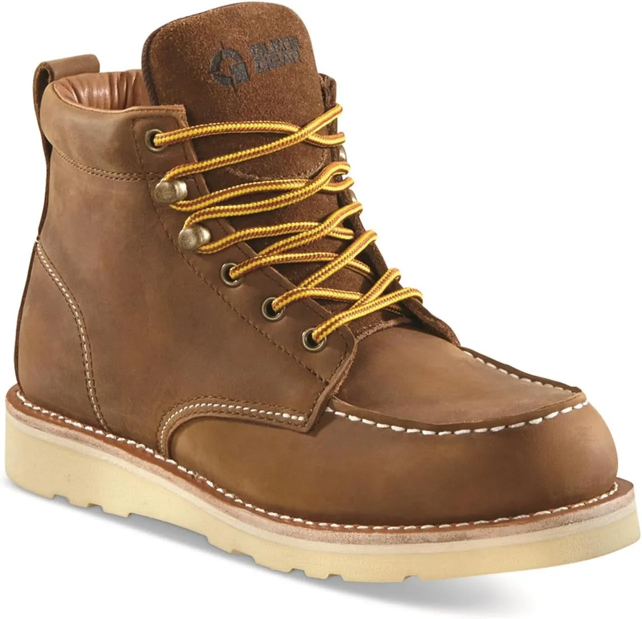 Guide Gear 6 Wedge Moc Toe Work Boots for Men, Leather Construction Ankle Shoes, Moisture-Wicking Lining