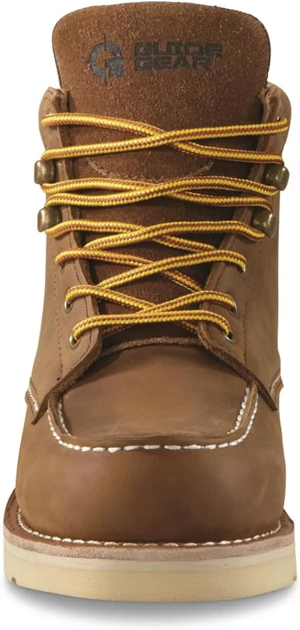 Guide Gear 6 Wedge Moc Toe Work Boots for Men, Leather Construction Ankle Shoes, Moisture-Wicking Lining
