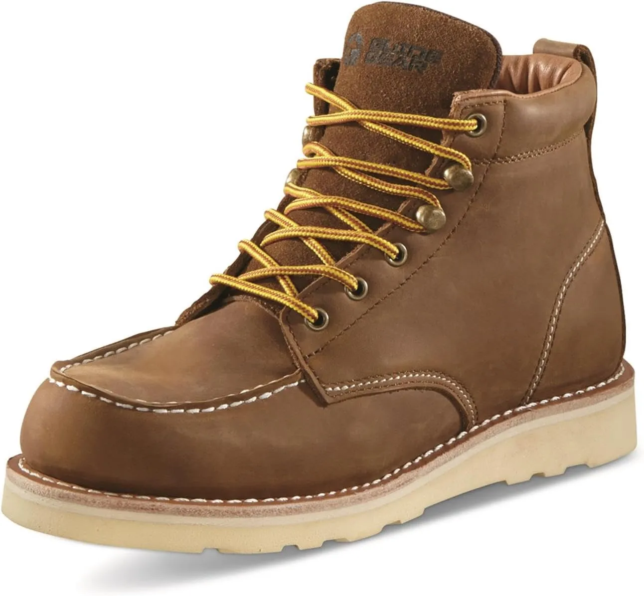 Guide Gear 6 Wedge Moc Toe Work Boots for Men, Leather Construction Ankle Shoes, Moisture-Wicking Lining