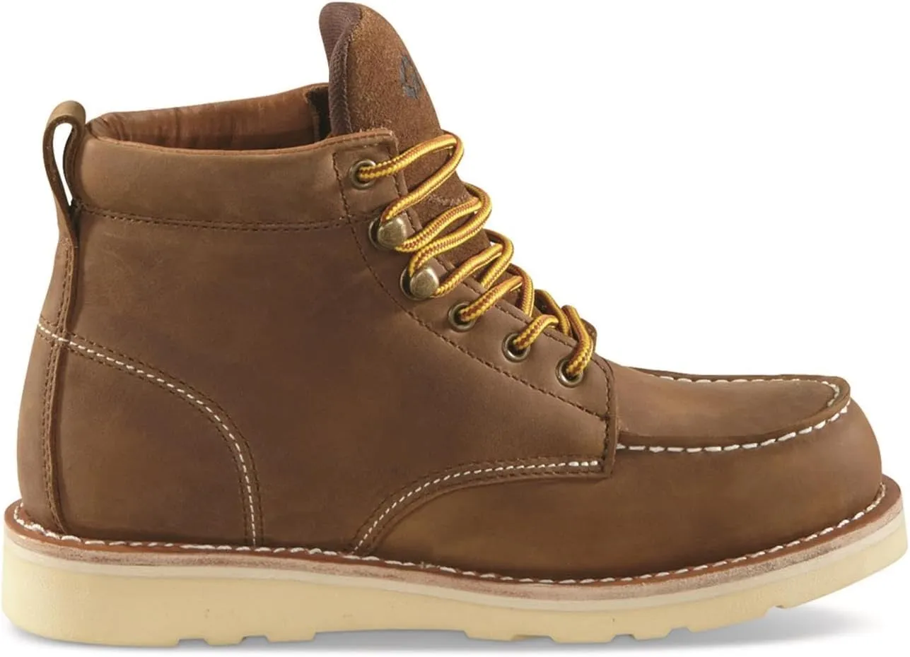 Guide Gear 6 Wedge Moc Toe Work Boots for Men, Leather Construction Ankle Shoes, Moisture-Wicking Lining