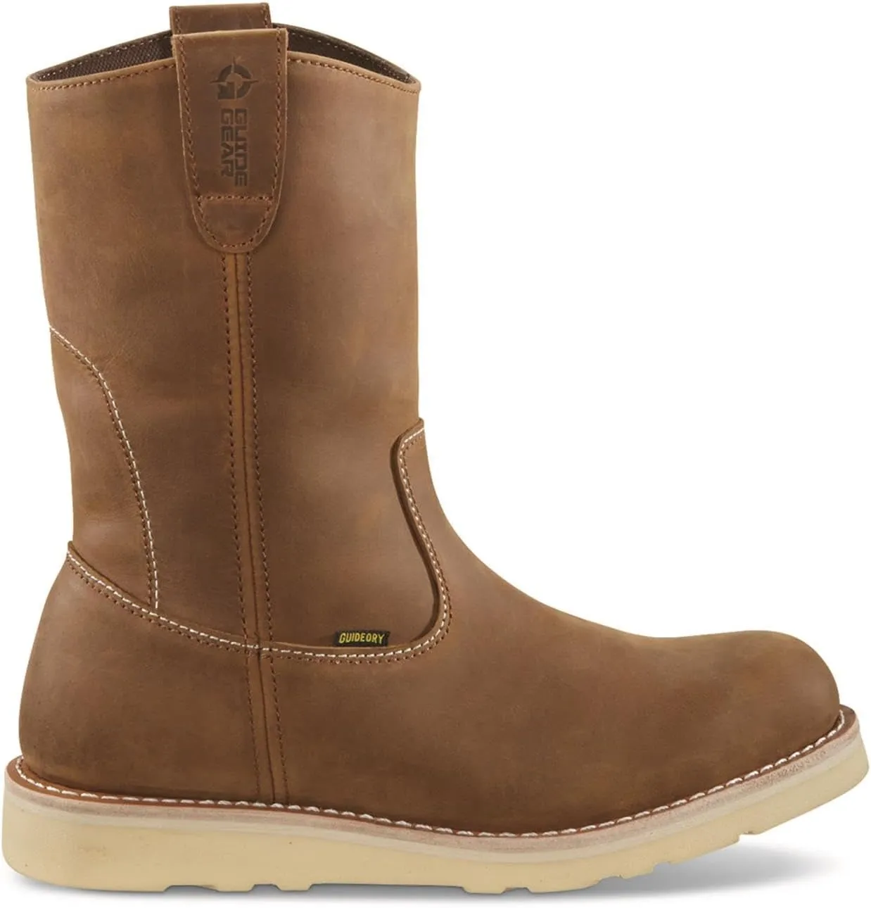 Guide Gear Wedge 10 Waterproof Wellington Work Boots for Men, Mid-High, Leather Shoes, Moisture-Wicking Lining