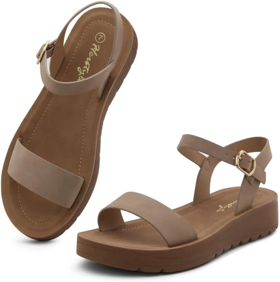 Herstyle Womens Flat Sandals  One Band Ankle Strap Dressy Casual Sandals with Cushioned Footbed | Comfortable Open Toe Walking Shoes for Summer & Daily Wear
