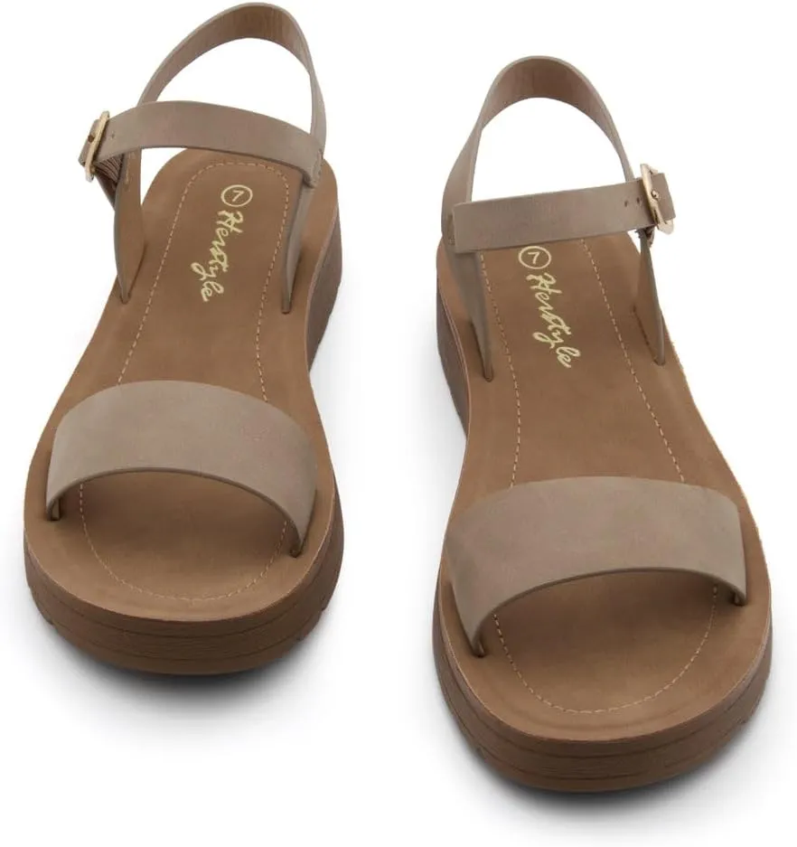 Herstyle Womens Flat Sandals  One Band Ankle Strap Dressy Casual Sandals with Cushioned Footbed | Comfortable Open Toe Walking Shoes for Summer & Daily Wear
