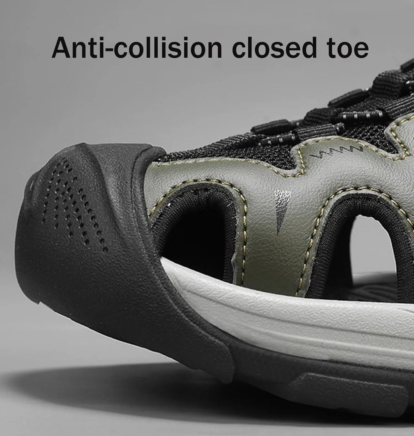 HNVAVQ Men's Athletic Sports Sandals Closed Toe Outdoor Summer Walking Sandals Beach Fisherman Water Shoes