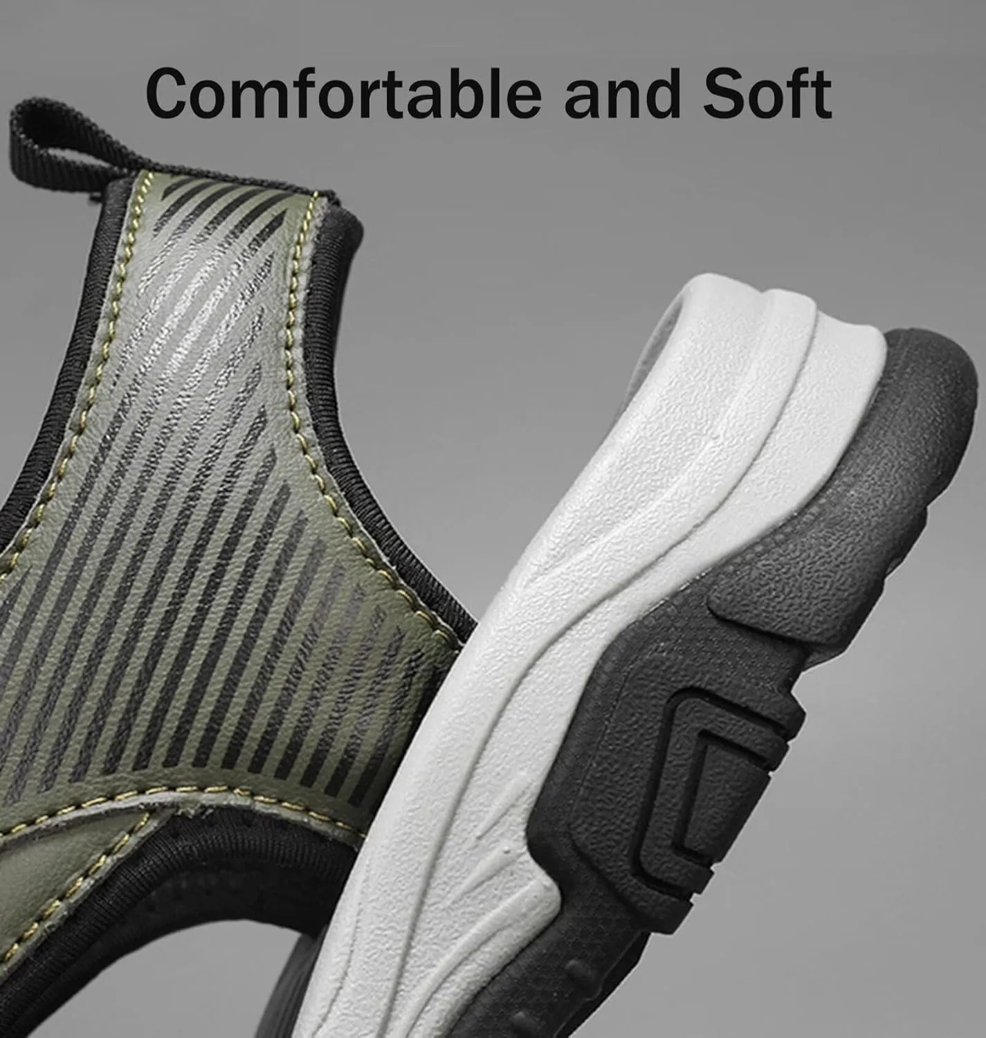 HNVAVQ Men's Athletic Sports Sandals Closed Toe Outdoor Summer Walking Sandals Beach Fisherman Water Shoes