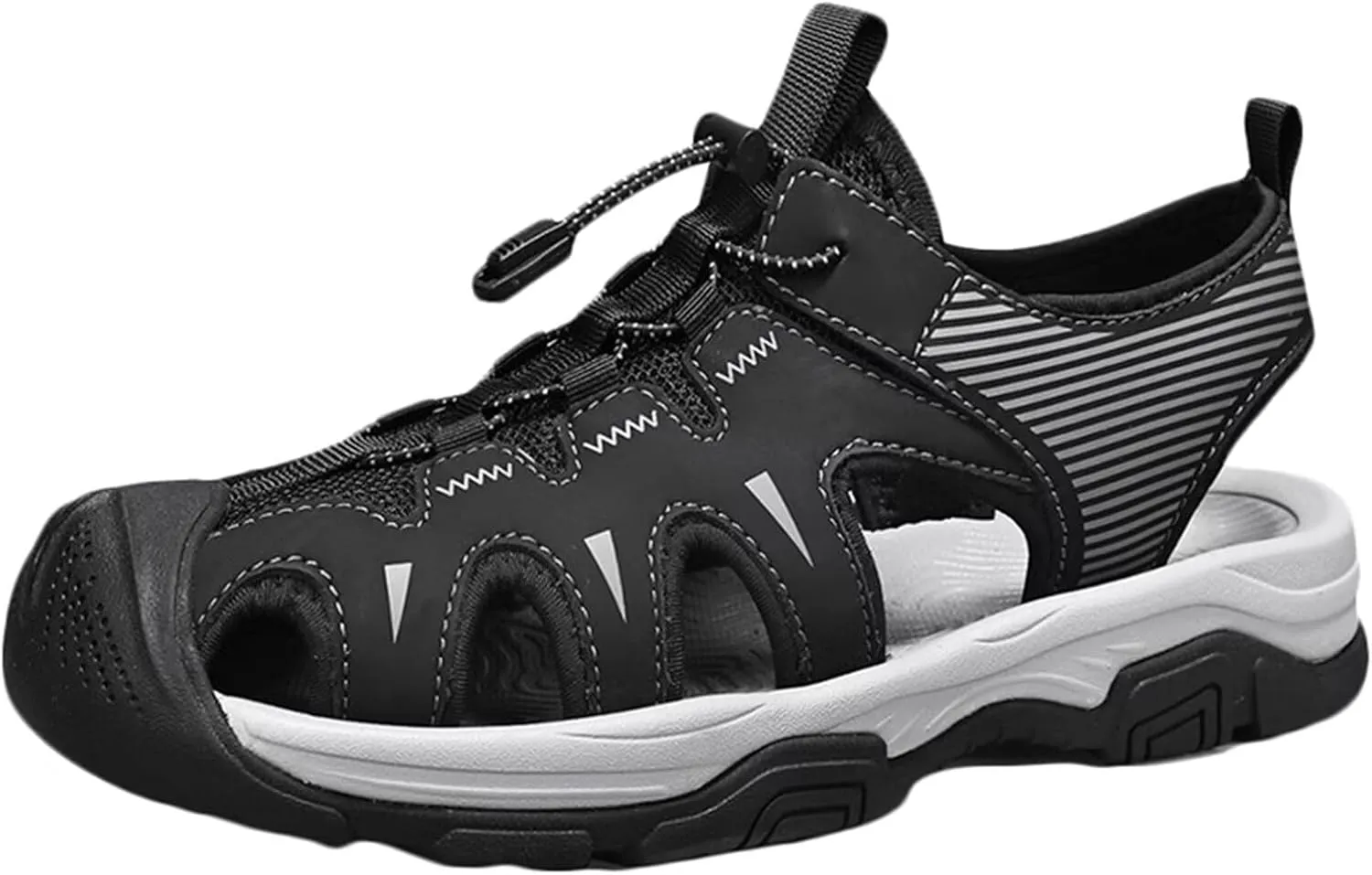 HNVAVQ Men's Athletic Sports Sandals Closed Toe Outdoor Summer Walking Sandals Beach Fisherman Water Shoes