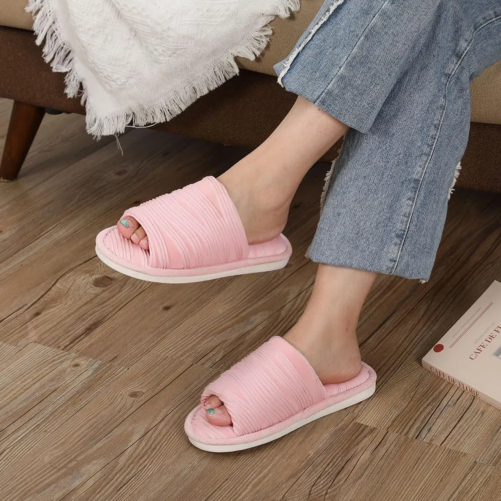 House Slippers for Women Comfy Breathable House Shoes with Memory foam Open Toe design for Summer Indoor and Bedroom Size 7 8 Gifts for Mom Womens