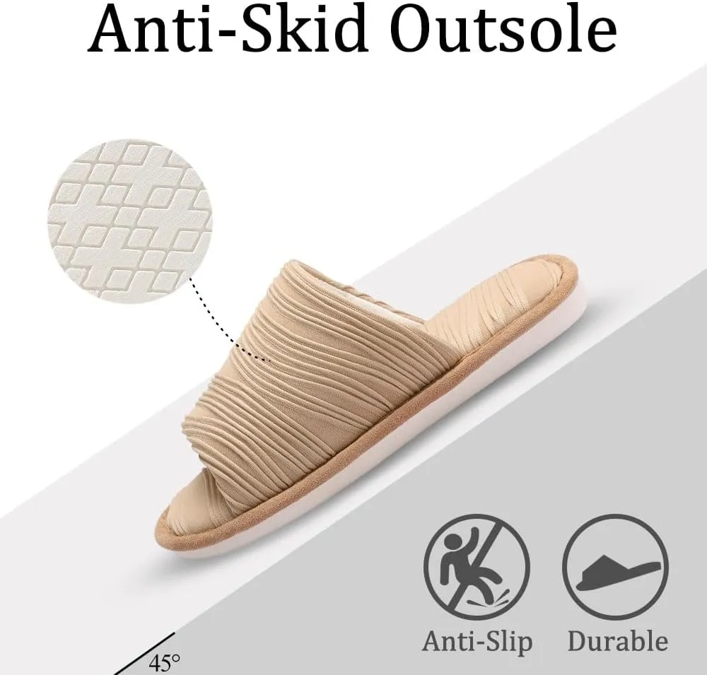 House Slippers for Women Comfy Breathable House Shoes with Memory foam Open Toe design for Summer Indoor and Bedroom Size 7 8 Gifts for Mom Womens