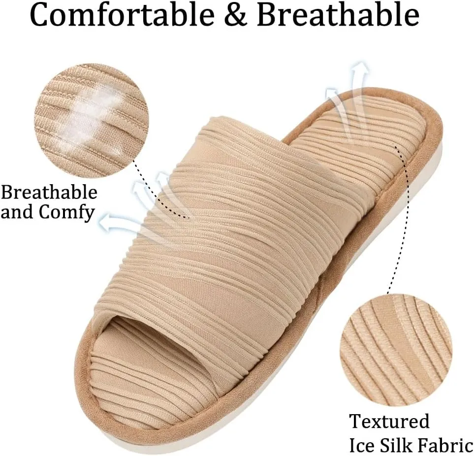 House Slippers for Women Comfy Breathable House Shoes with Memory foam Open Toe design for Summer Indoor and Bedroom Size 7 8 Gifts for Mom Womens