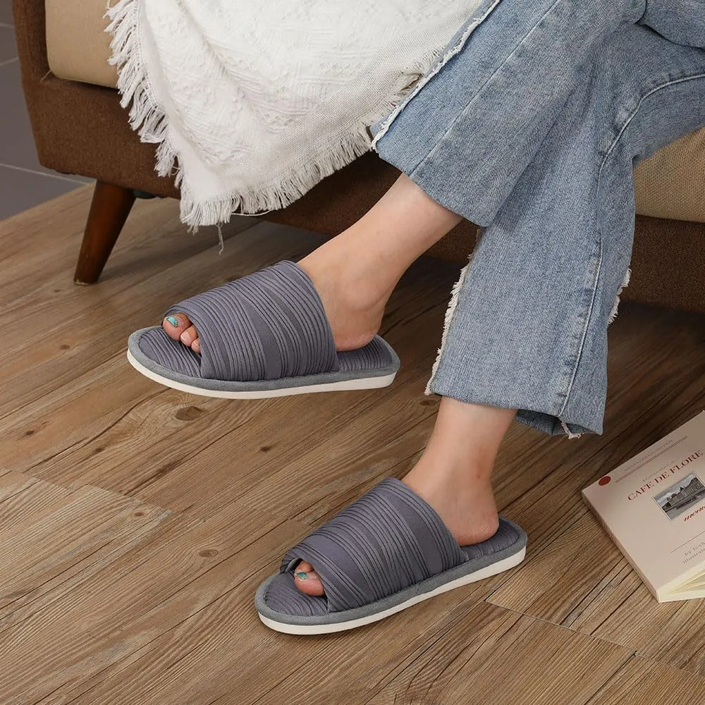 House Slippers for Women Comfy Breathable House Shoes with Memory foam Open Toe design for Summer Indoor and Bedroom Size 7 8 Gifts for Mom Womens