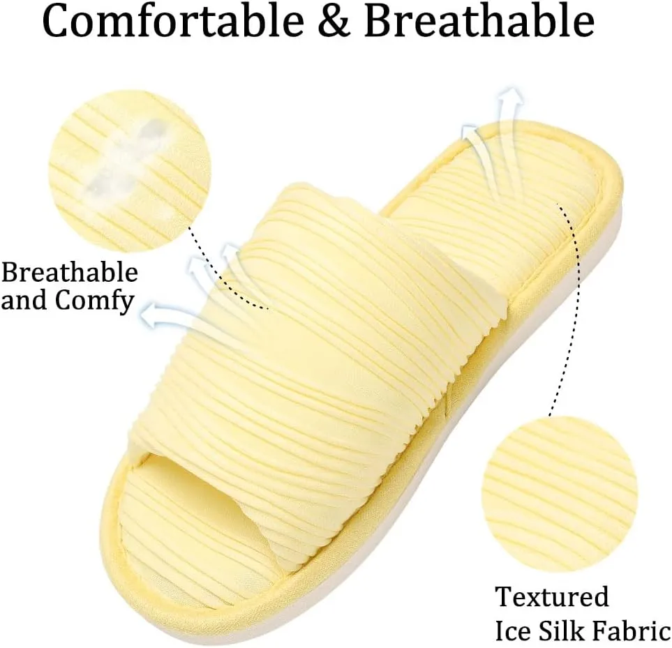 House Slippers for Women Comfy Breathable House Shoes with Memory foam Open Toe design for Summer Indoor and Bedroom Size 7 8 Gifts for Mom Womens