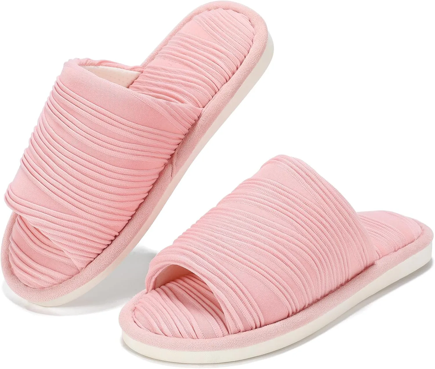 House Slippers for Women Comfy Breathable House Shoes with Memory foam Open Toe design for Summer Indoor and Bedroom Size 7 8 Gifts for Mom Womens