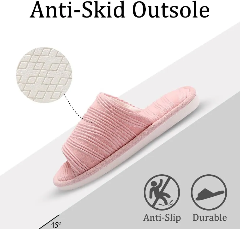 House Slippers for Women Comfy Breathable House Shoes with Memory foam Open Toe design for Summer Indoor and Bedroom Size 7 8 Gifts for Mom Womens