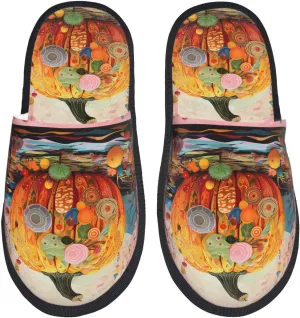 House Slippers For Women Men Indoor Slippers Non-Slip Fuzzy Slippers Winter Red Old Truck Chrismas Trees Winter Warm House Shoes