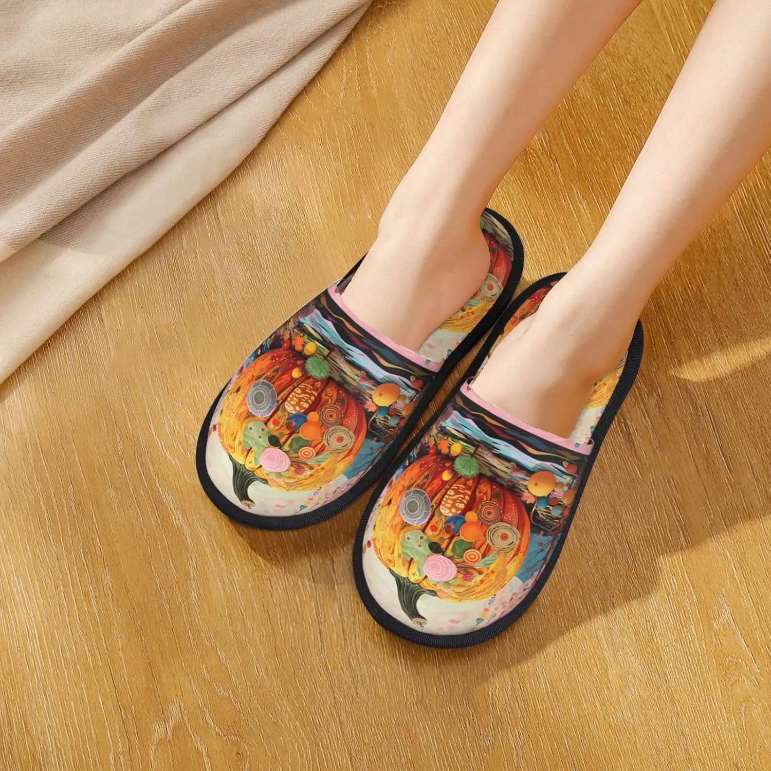 House Slippers For Women Men Indoor Slippers Non-Slip Fuzzy Slippers Winter Red Old Truck Chrismas Trees Winter Warm House Shoes