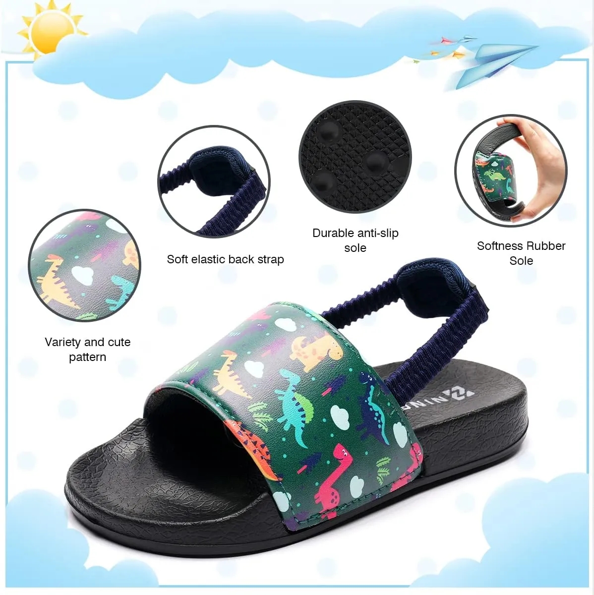 IceUnicorn Kids Girls Slide Sandals Toddler Slippers Boys Non-slip Summer Casual Beach Water Shoes for Indoor & Outdoor