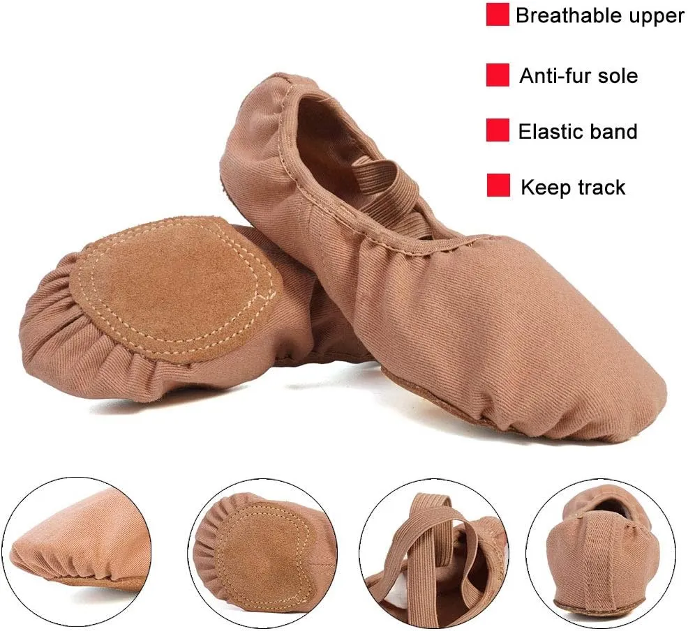 JUODVMP Stretch Canvas Ballet Shoes for Girls/Toddlers/Kids/Women Ballet Slippers Ballet Flats Yoga Dance Shoes,Model TJBL