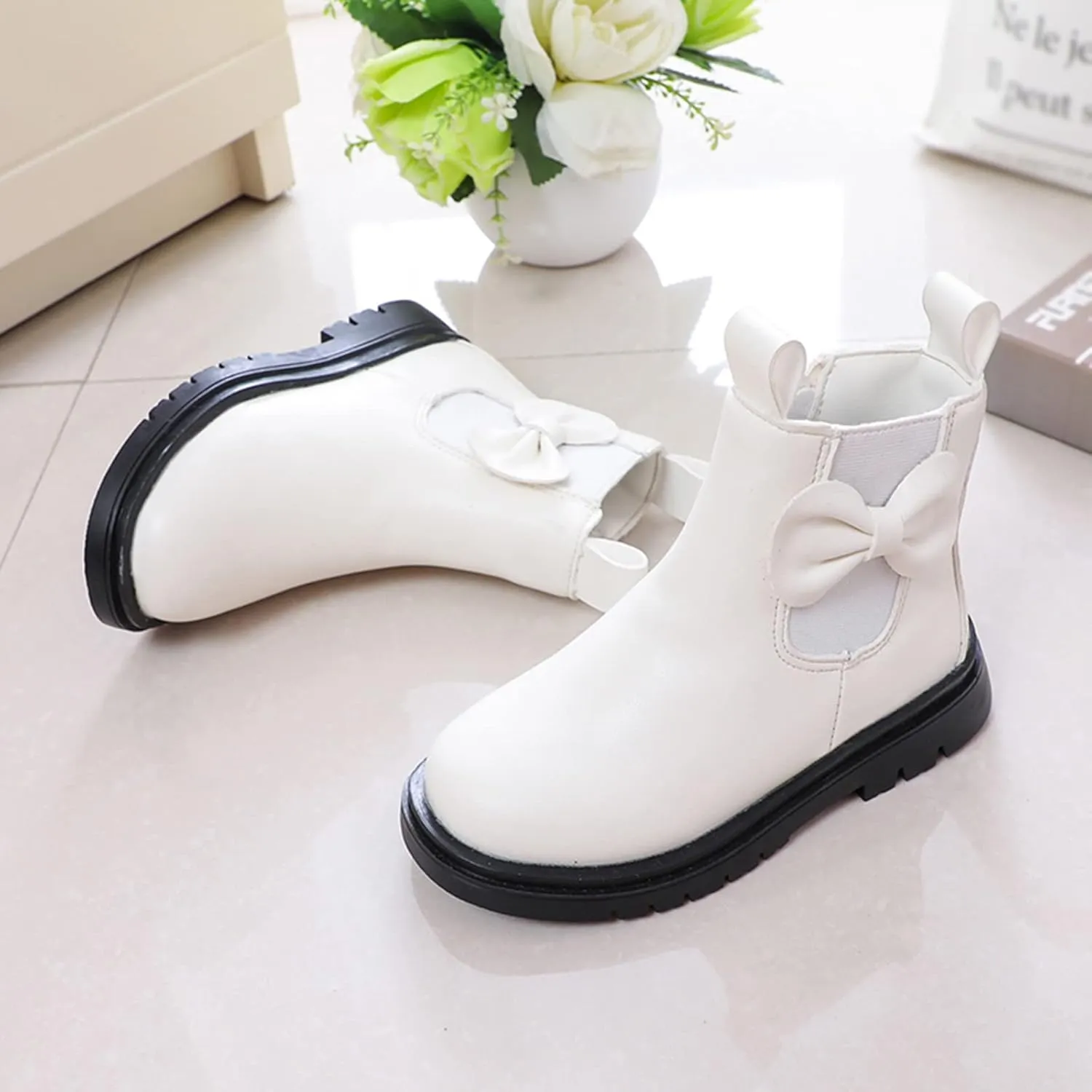 Kids Ankle Boots Little Girls Leather Short Boots Side Zipper Non Slip Nude Work Boots High Heel ombat Boots