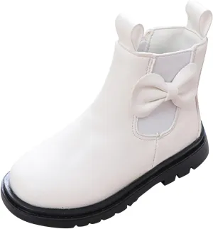 Kids Ankle Boots Little Girls Leather Short Boots Side Zipper Non Slip Nude Work Boots High Heel ombat Boots