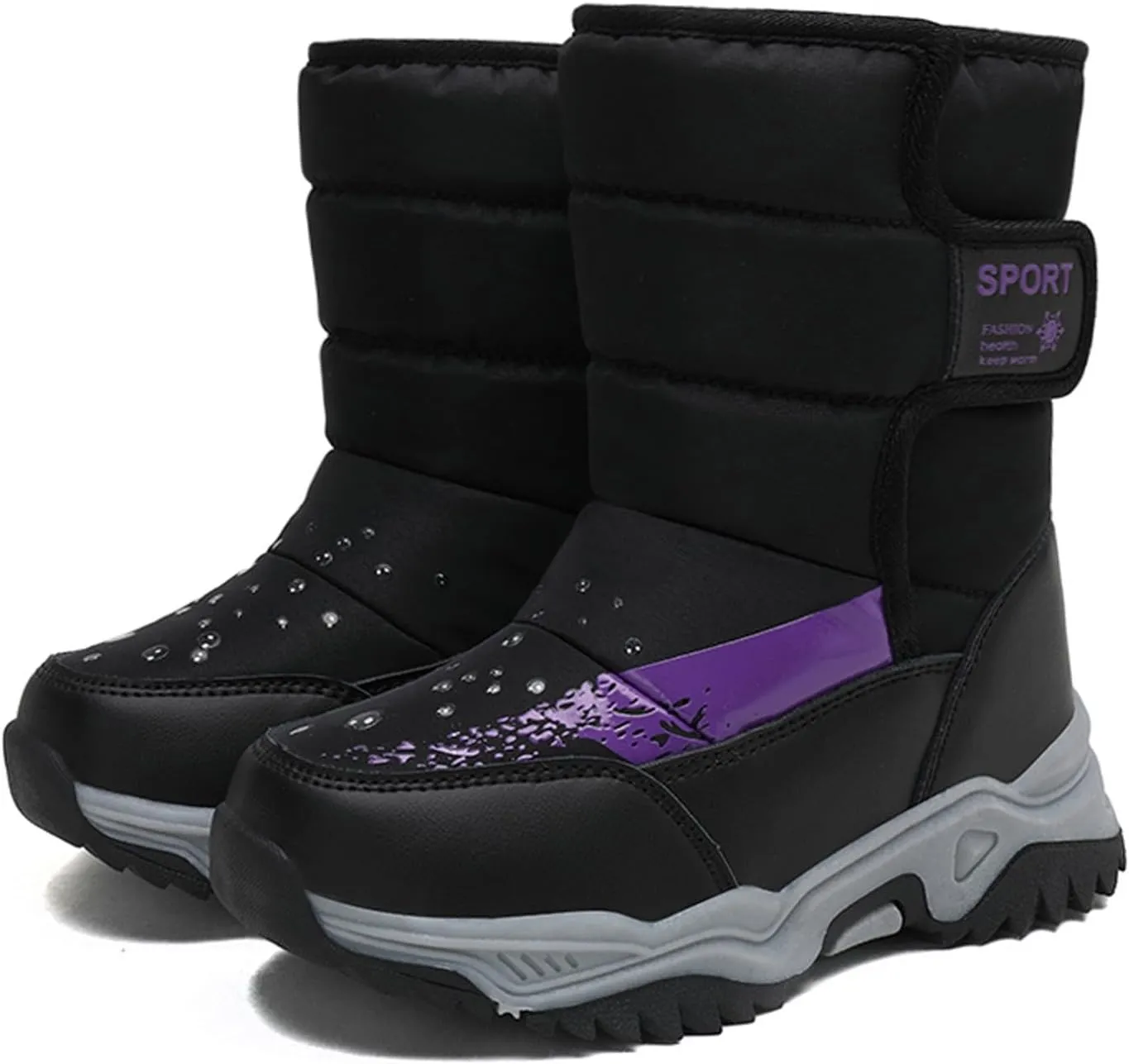 Kids Winter Snow Boots Toddler Snow Boots for Boys Girl Anti-Slip Non-Slip Faux Fur Lining Athletic Outdoor Shoes