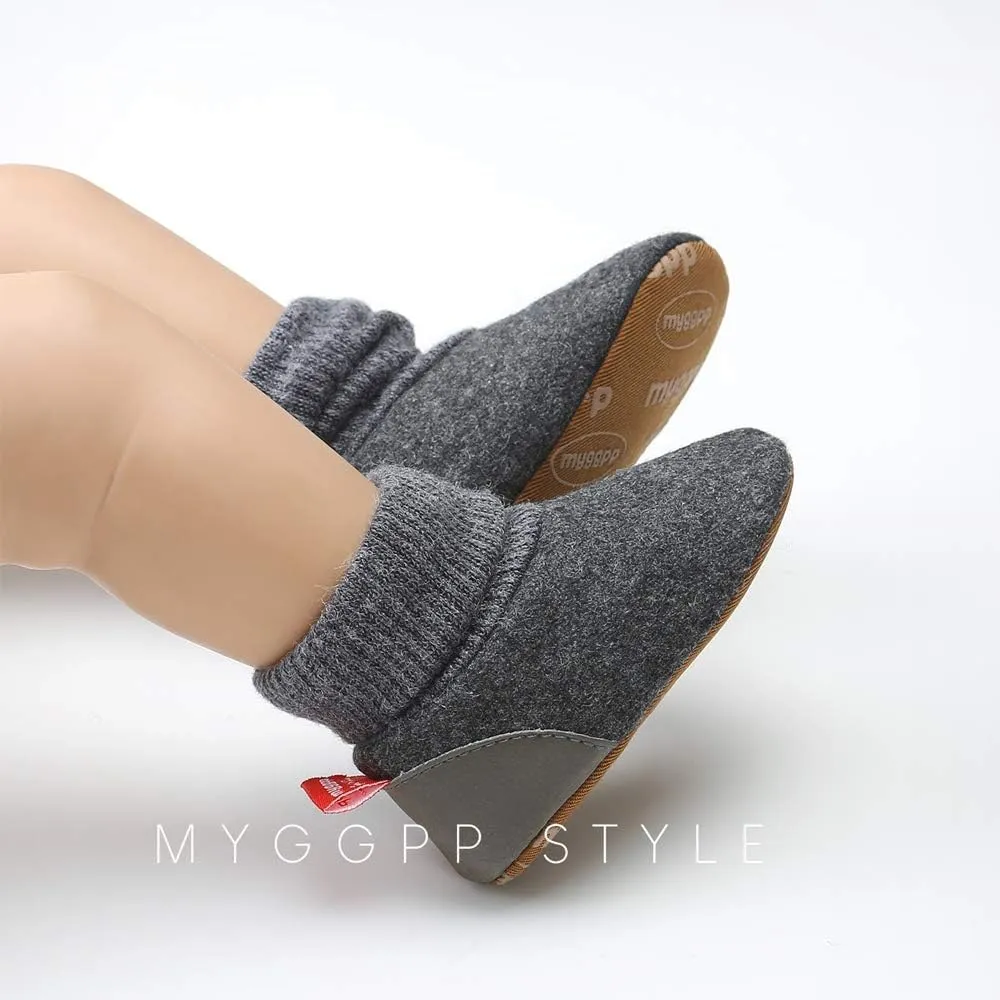 KIDSUN Newborn Infant Baby Boys Girls Fleece Booties Stay On Socks Soft Shoes Non Skid Winter Warm Christmas Slippers