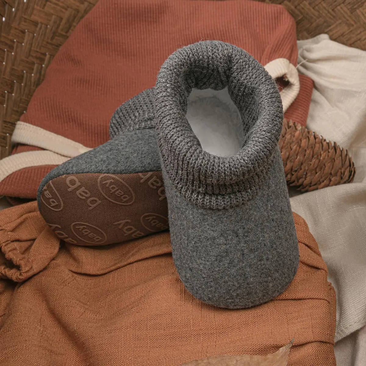 KIDSUN Newborn Infant Baby Boys Girls Fleece Booties Stay On Socks Soft Shoes Non Skid Winter Warm Christmas Slippers