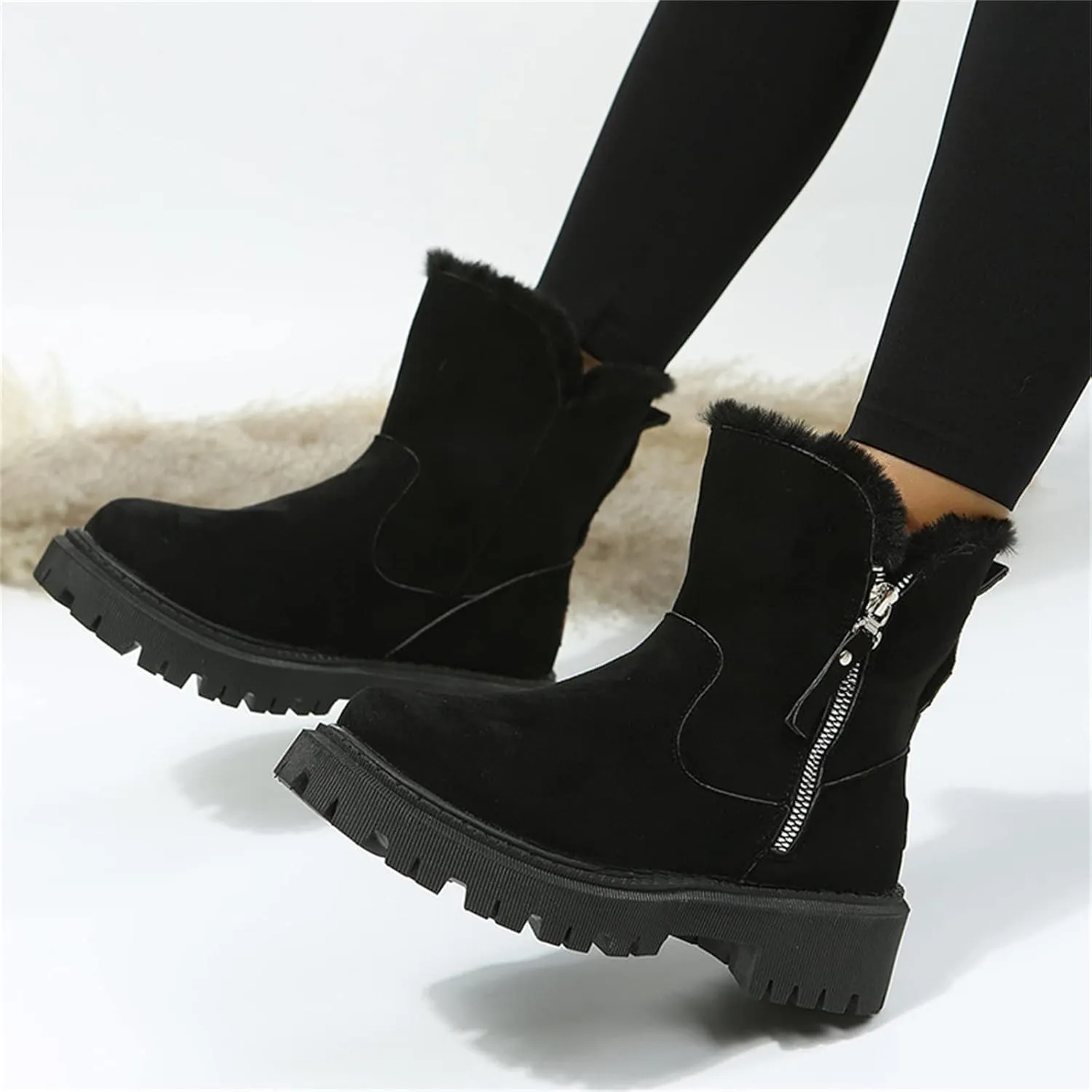 Ladmiple Winter Boots For Women Cute Snow Boots Warm Booties Fur Lined Anti-Slip Outdoor Slip On Comfort Ankle Booties