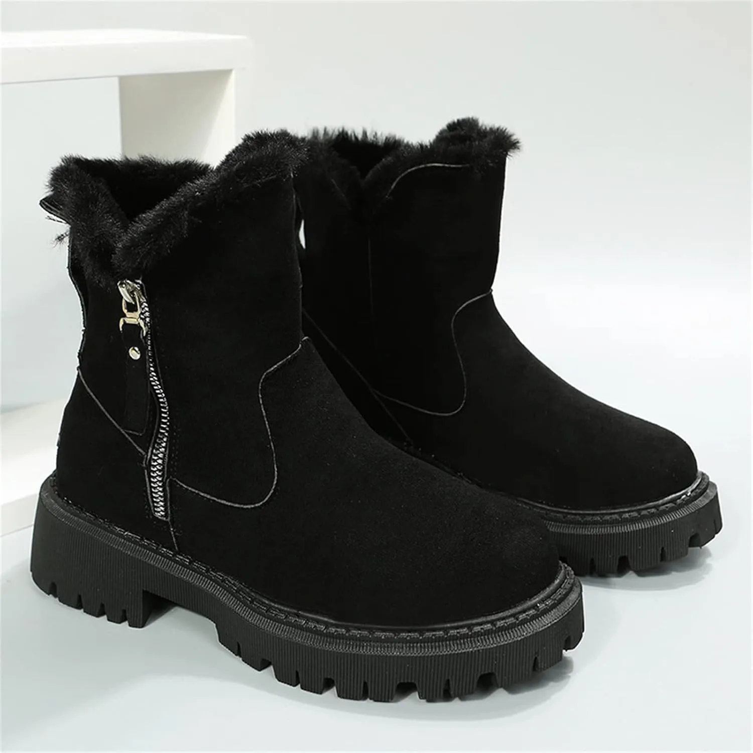 Ladmiple Winter Boots For Women Cute Snow Boots Warm Booties Fur Lined Anti-Slip Outdoor Slip On Comfort Ankle Booties