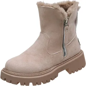Ladmiple Winter Boots For Women Cute Snow Boots Warm Booties Fur Lined Anti-Slip Outdoor Slip On Comfort Ankle Booties