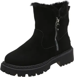 Ladmiple Winter Boots For Women Cute Snow Boots Warm Booties Fur Lined Anti-Slip Outdoor Slip On Comfort Ankle Booties