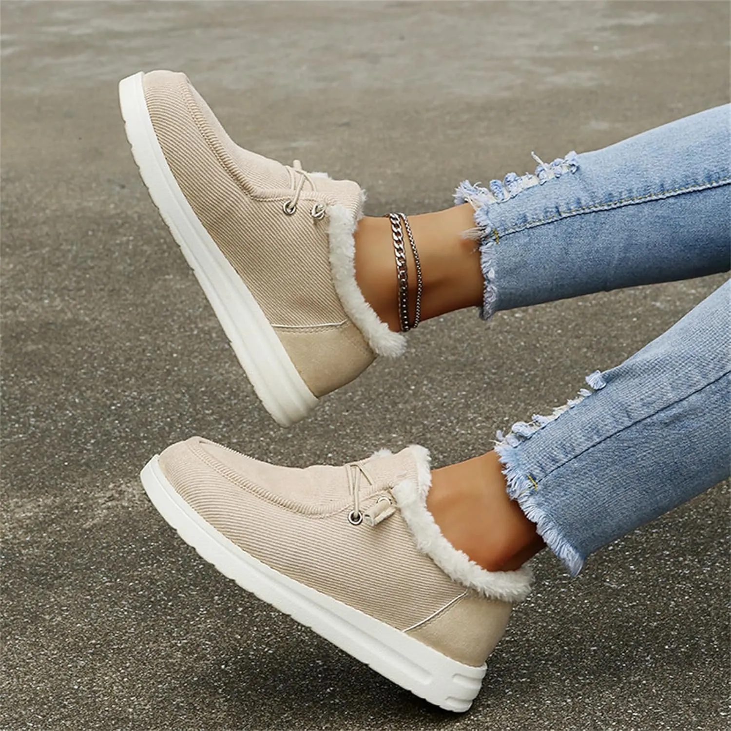 Ladmiple Winter Boots For Women With Fur Lined High-top Snow Boots Slip on Warm Comfortable Outdoor Ankle Booties Shoes