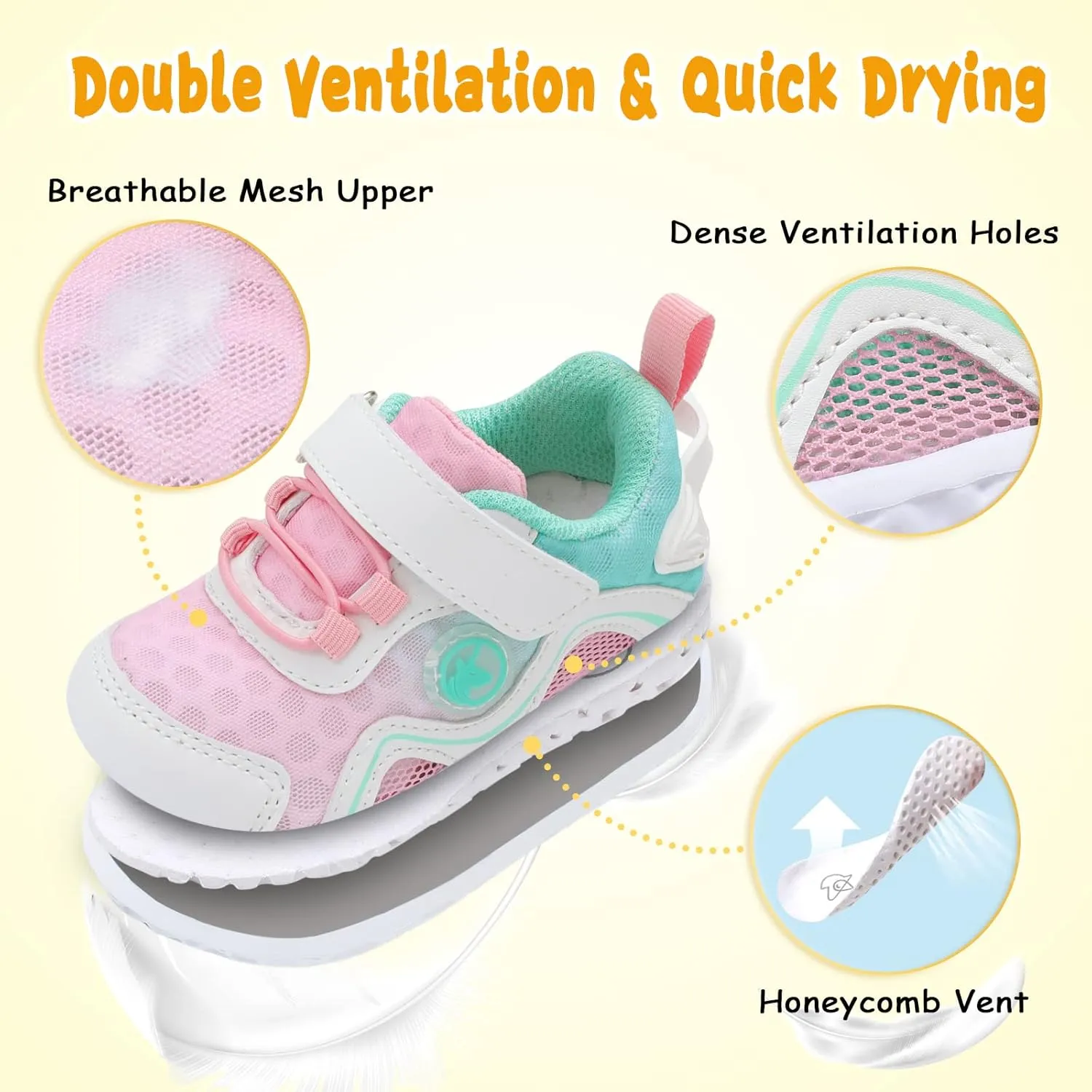LeIsfIt Toddler Boys Girls Sneakers Kids Barefoot Walking Shoes Lightweight Mesh Tennis Shoes
