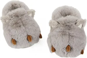 LEMZONE Fuzzy Animal Slippers for Women Cute Warm Furry Bear Paw Funny House Slippers with Non-skid Bottoms