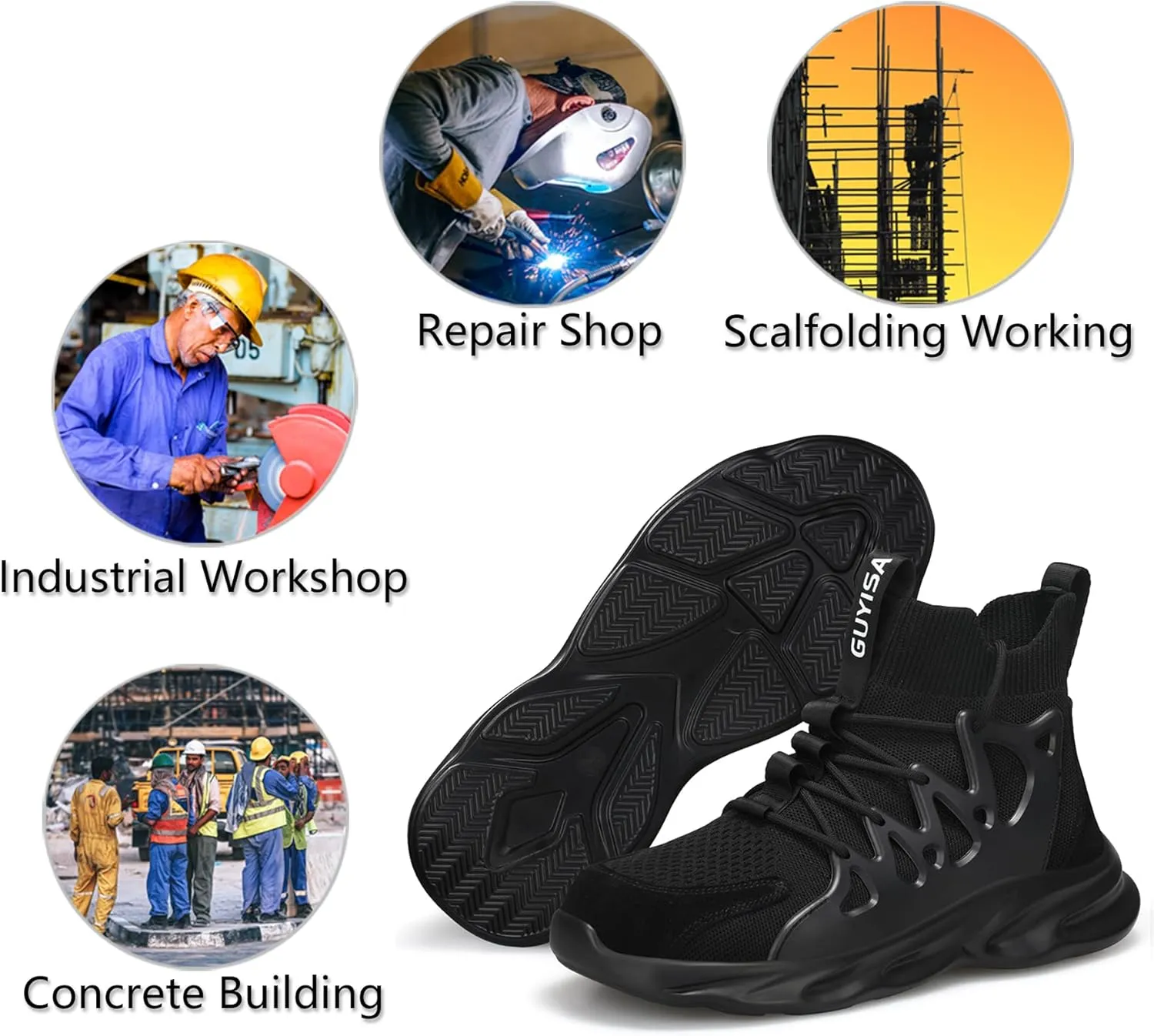 Lightweight Work Safety Steel Toe Boots, Breathable Construction Sports Tennis Footwear