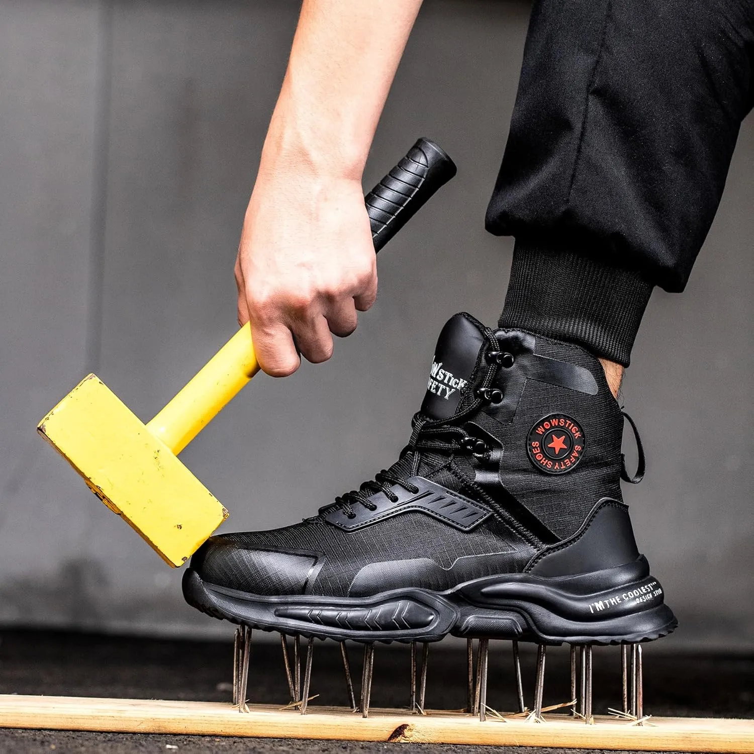 Lightweight Work Safety Steel Toe Boots, Breathable Construction Sports Tennis Footwear