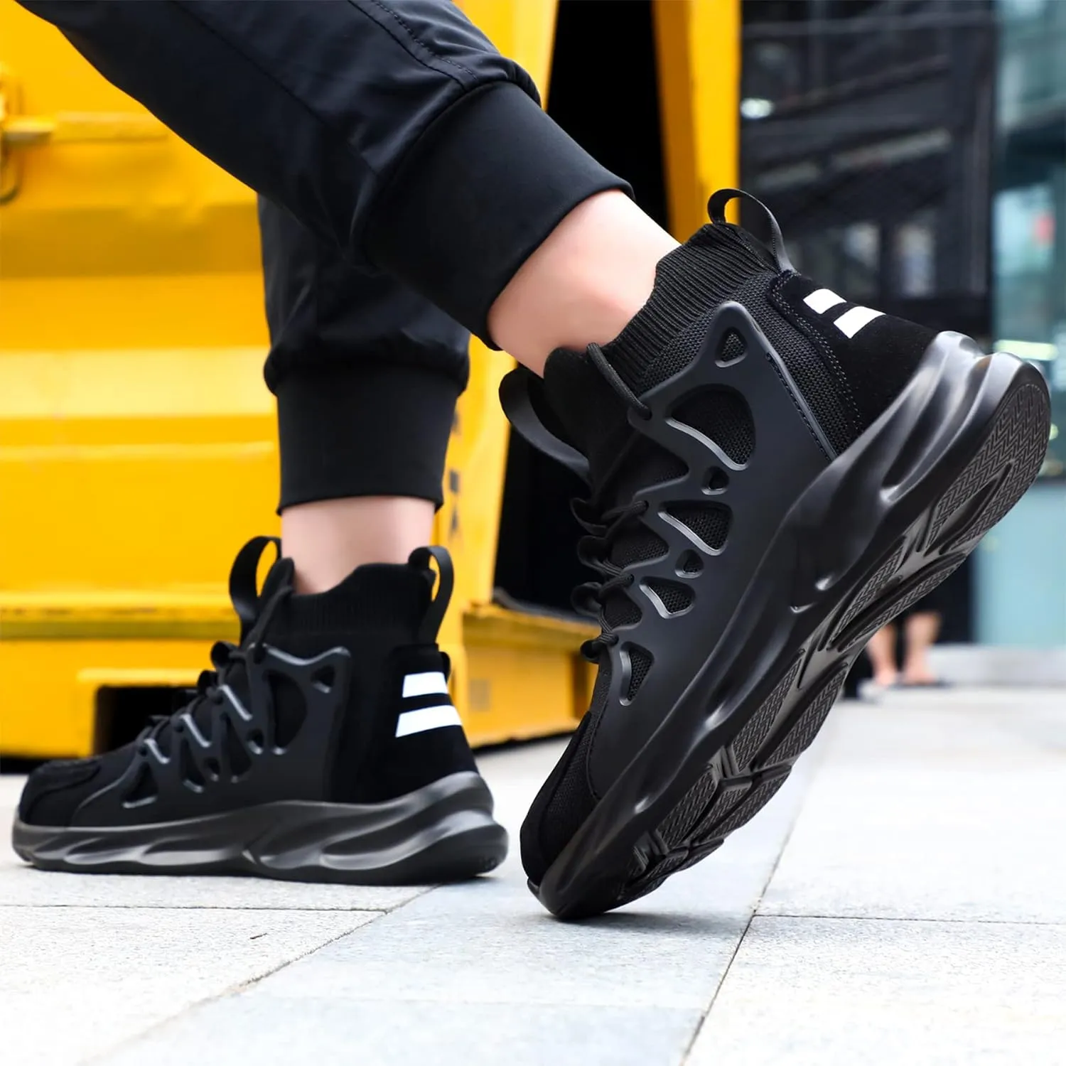 Lightweight Work Safety Steel Toe Boots, Breathable Construction Sports Tennis Footwear
