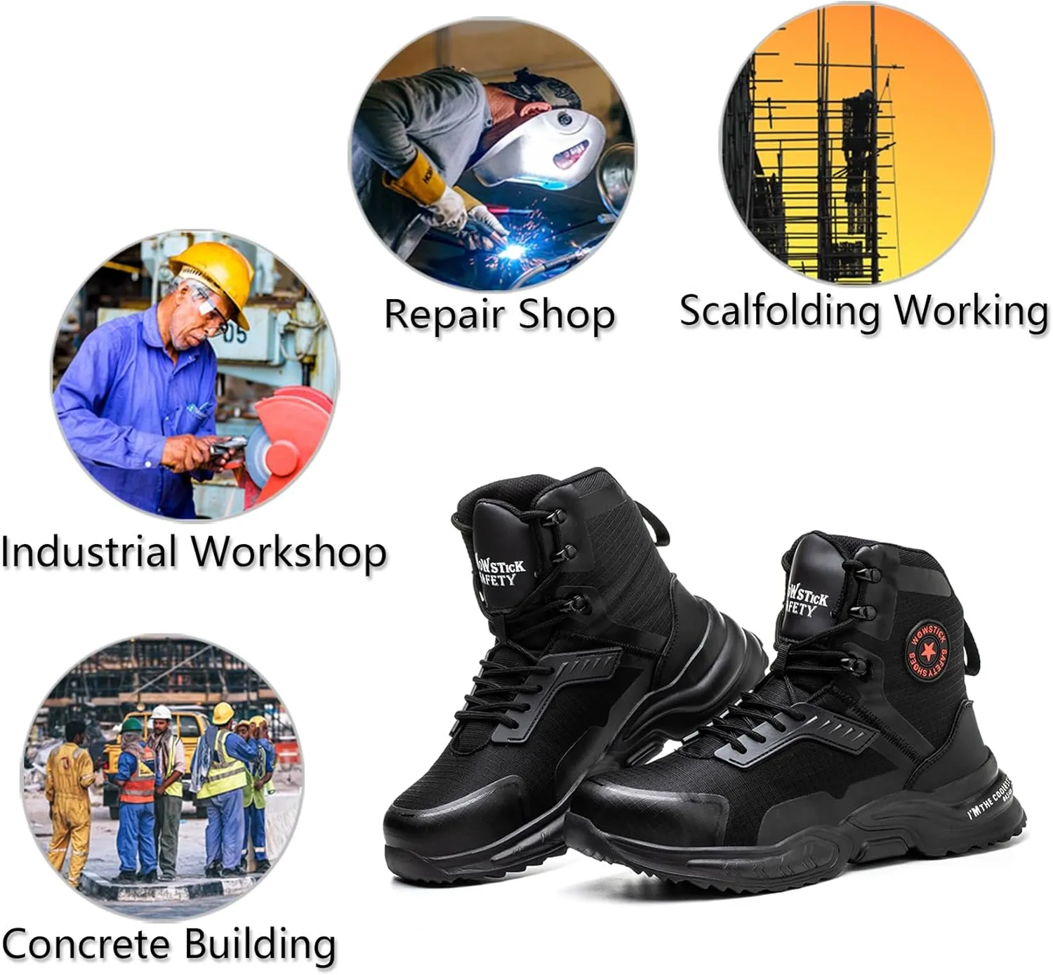 Lightweight Work Safety Steel Toe Boots, Breathable Construction Sports Tennis Footwear