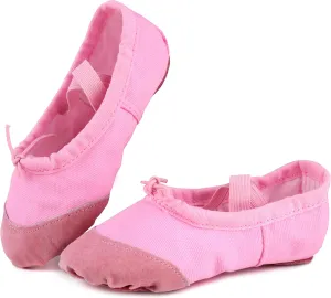 LONSOEN Ballet Slipper Shoes Stretch Satin Ballerinas Dance Yoga Flats with Pure Ribbons for Girls (Toddler/Little Kid/Big Kid