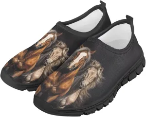 Low Cut Horse Print Running Shoes for Boys and Girls Comfortable Casual Sneakers Laceless Walking Shoes
