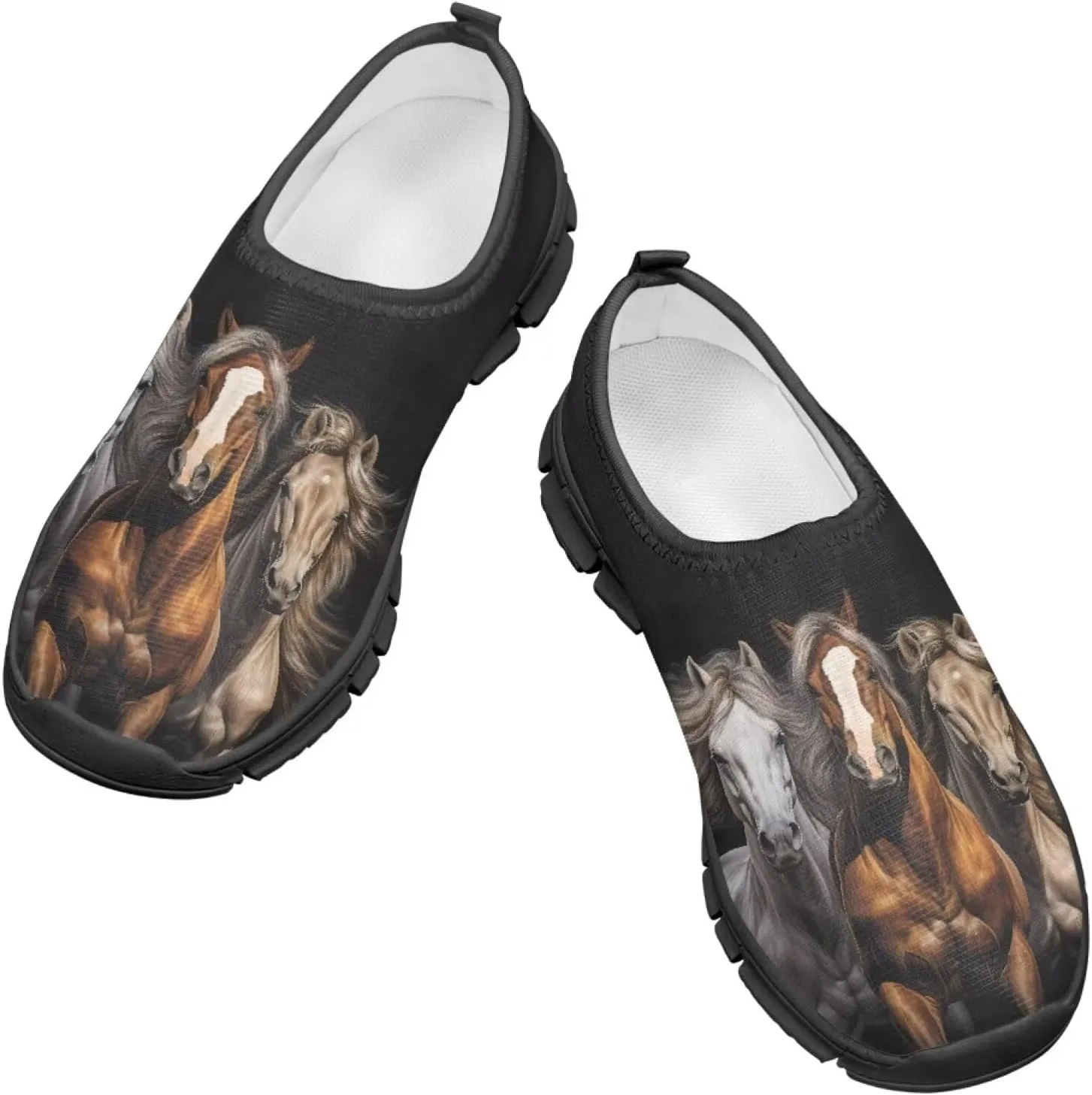 Low Cut Horse Print Running Shoes for Boys and Girls Comfortable Casual Sneakers Laceless Walking Shoes
