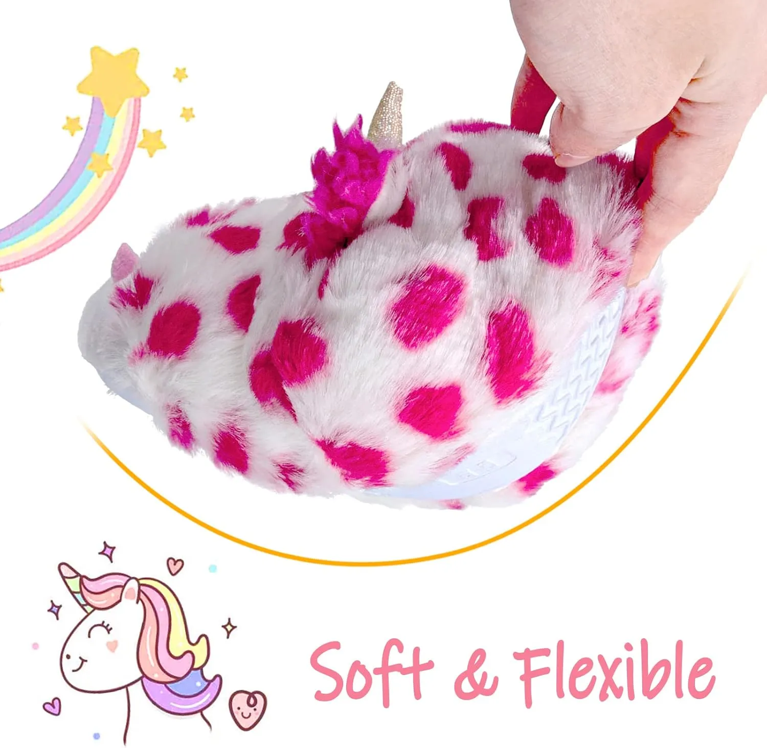 MEJORMEN Girls Unicorn House Slippers Cozy Plush Anti-Skid Indoor Outdoor House Shoes for Toddler Kid