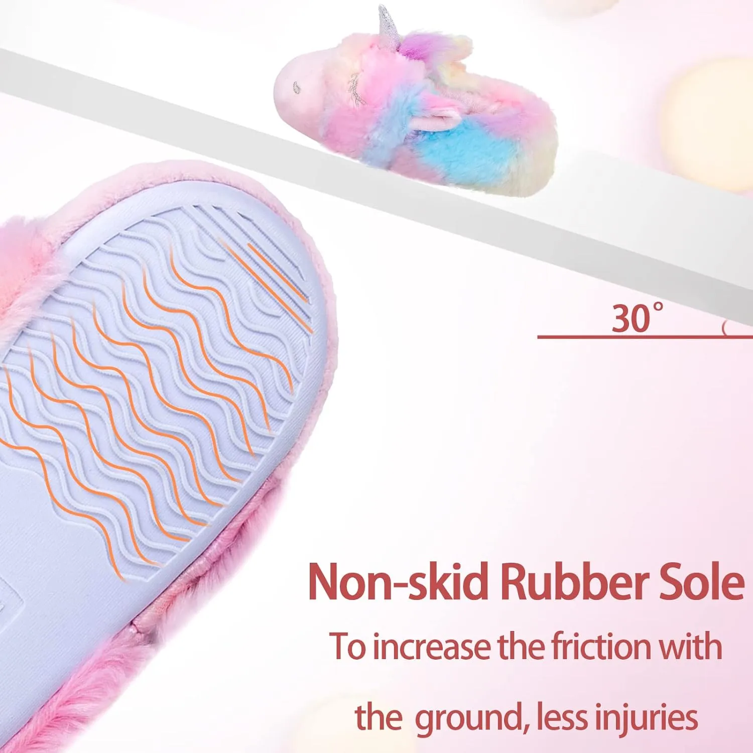 MEJORMEN Girls Unicorn House Slippers Cozy Plush Anti-Skid Indoor Outdoor House Shoes for Toddler Kid