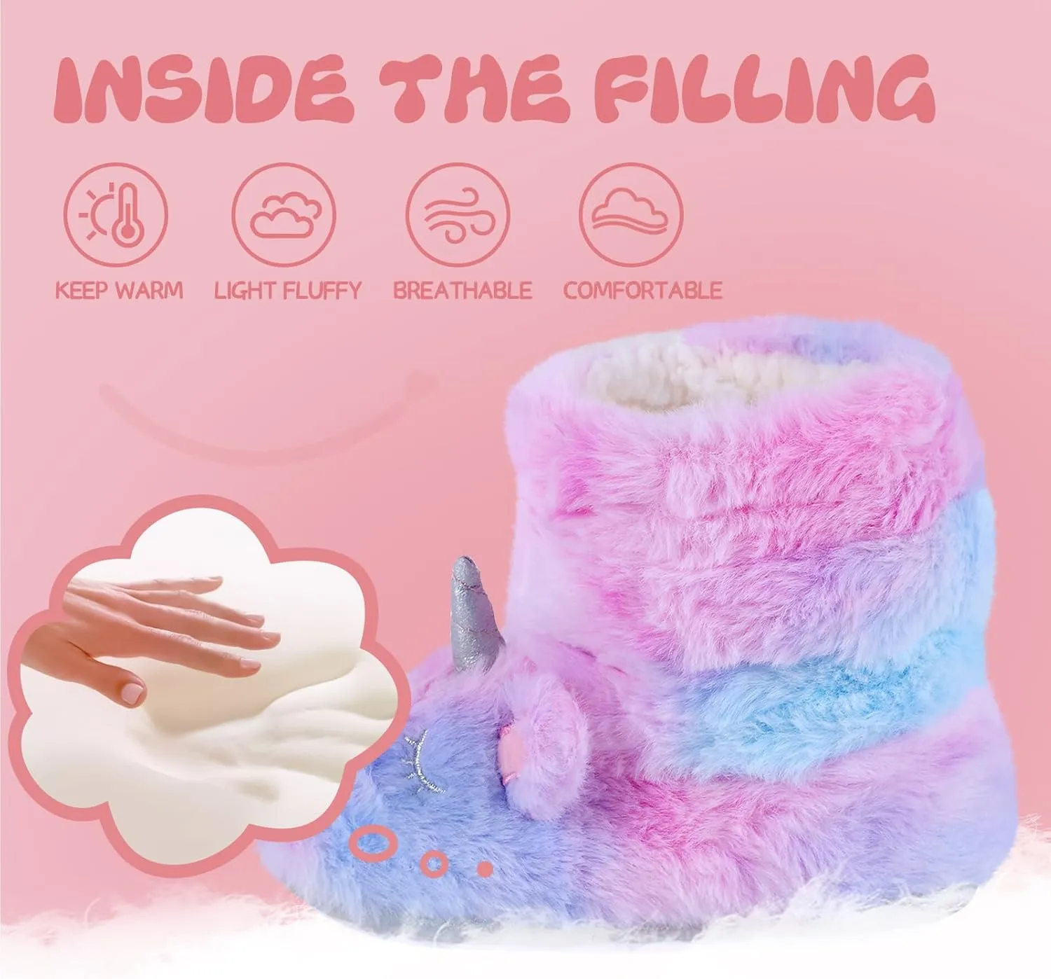 MEJORMEN Girls Unicorn House Slippers Cozy Plush Anti-Skid Indoor Outdoor House Shoes for Toddler Kid
