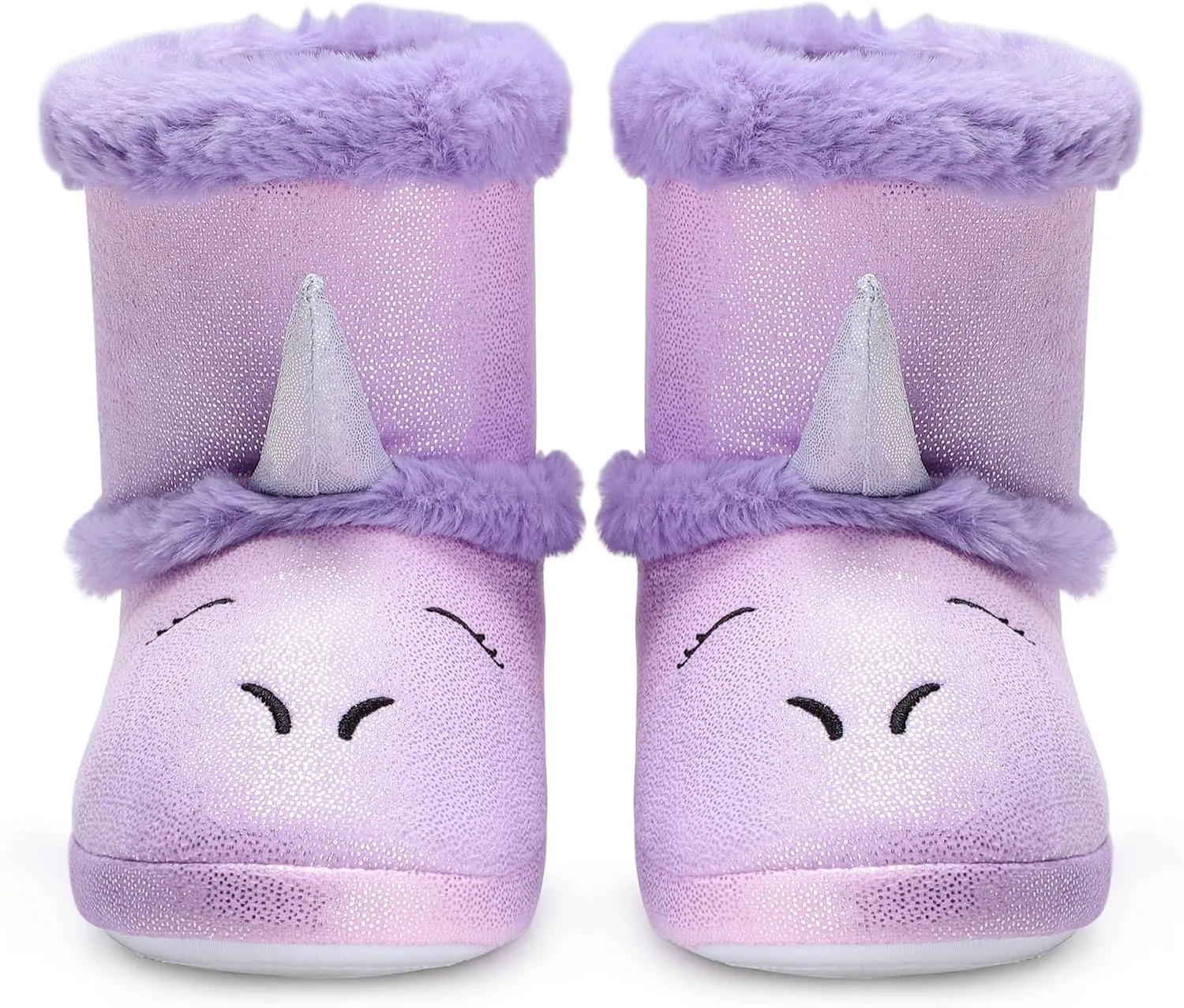 MEJORMEN Girls Unicorn House Slippers Cozy Plush Anti-Skid Indoor Outdoor House Shoes for Toddler Kid