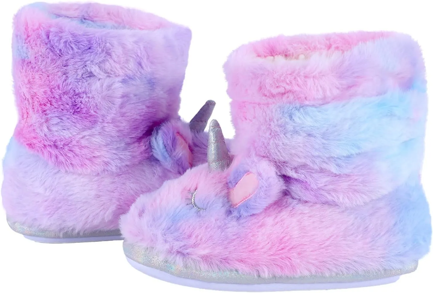 MEJORMEN Girls Unicorn House Slippers Cozy Plush Anti-Skid Indoor Outdoor House Shoes for Toddler Kid