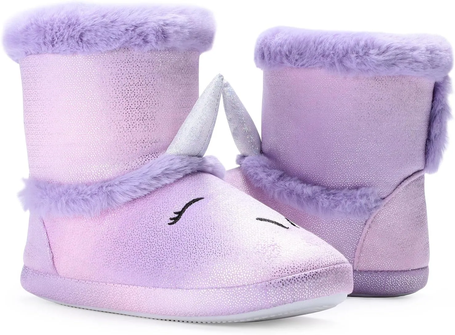 MEJORMEN Girls Unicorn House Slippers Cozy Plush Anti-Skid Indoor Outdoor House Shoes for Toddler Kid
