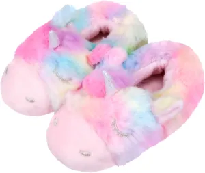 MEJORMEN Girls Unicorn House Slippers Cozy Plush Anti-Skid Indoor Outdoor House Shoes for Toddler Kid